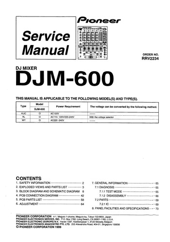 Pioneer djm600 manuale - pioneer,